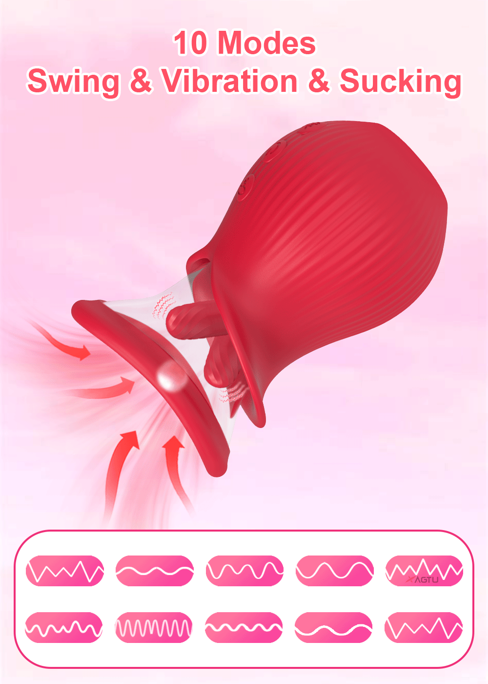Powerful Rose Vibrator Toy for Women Licking Sucking Vacuum Stimulator Oral Nipple Clit Sucker Sex Toys Goods for Female Adults