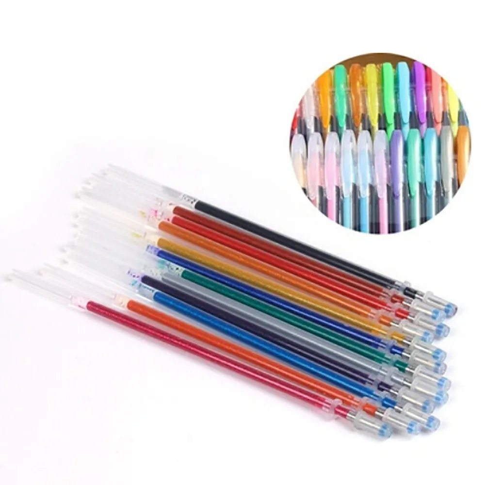 60pc Gel Pens Gel Refills Rollerball Neon Glitter Pen Drawing Colors 10ml Highlight Refill Color Full Shinning Refill Painting