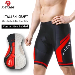 Men's Gel Pad Cycling Shorts with Anti - Slip Leg Grips - Comfortable Summer Bike Wear - XXL (Red)