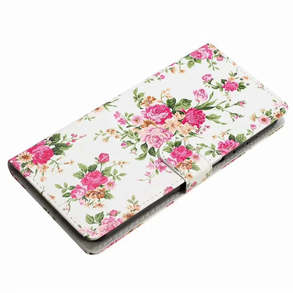 Charming Floral Painted Wallet Phone Case with Card Slots