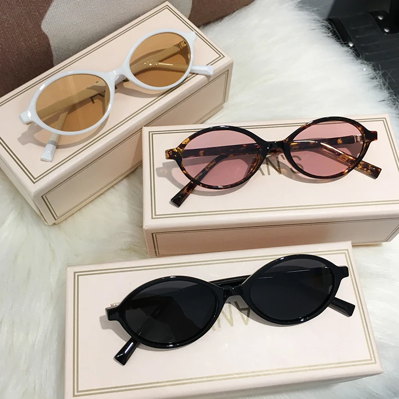 Trendy Oval Sonnenbrille Frauen Marke Designer 90er Jahre Schildpatt Rahmen Braun Runde Sonnenbrille Vintage Shades Brillen Weibliche UV400