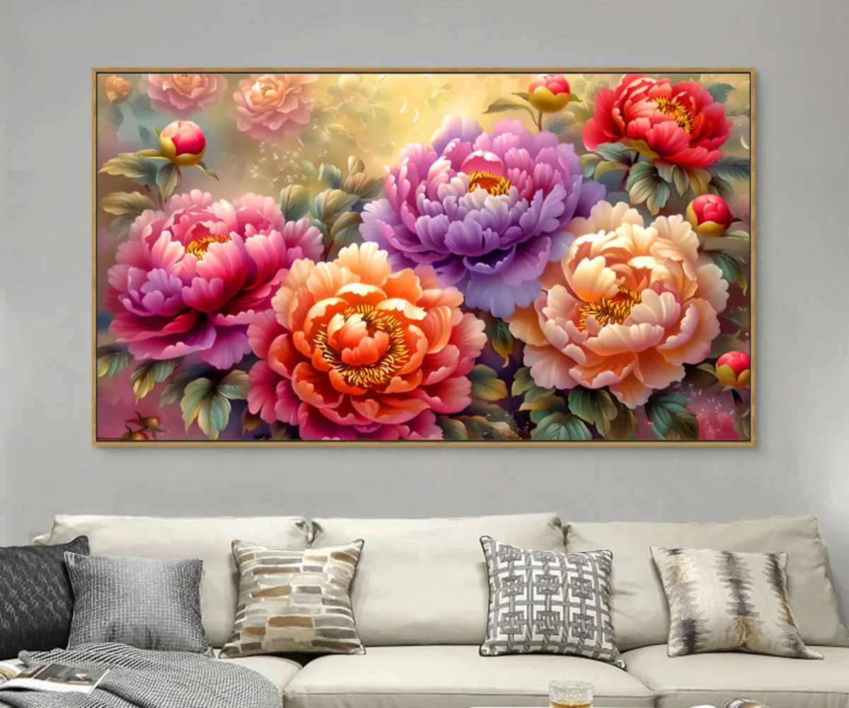 

New style of flower blooming, rich and luxurious, purple and bright red, pure handmade cross stitch finished product, simple and