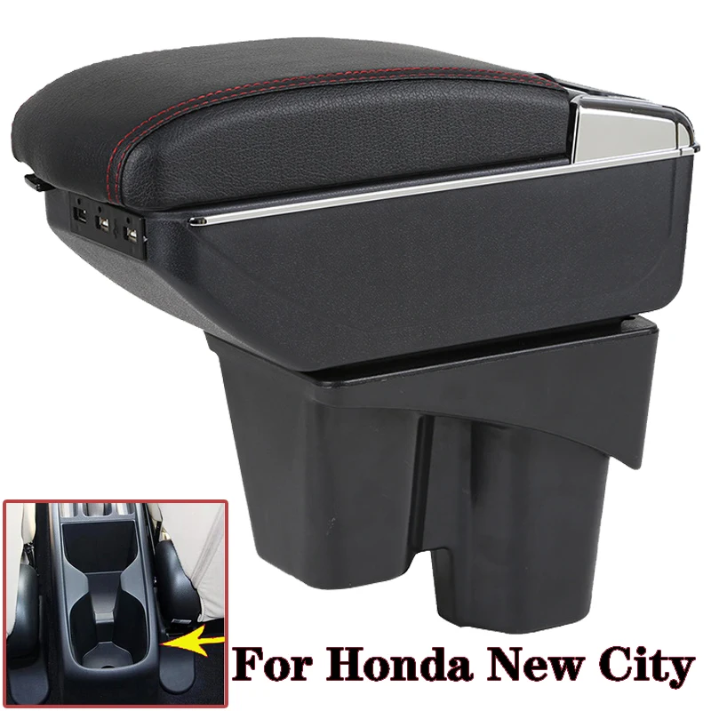

For Honda New City armrest box central Store content Storage box with cup holder ashtray USB interface products 2015-2017