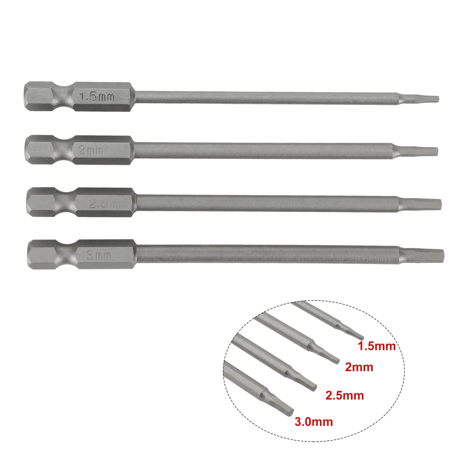 

4Pcs Alloy Steel Hex Screwdriver 1/4 Hex Shank Magnetic Head 100mm/ 4 Screwdrivers 1.5/2.0/2.5/3.0mm Screw Driver Bits Set