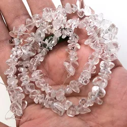 Natural Stone Beads for Jewelry Making - Irregular Crystal Quartz Gravel Beads, 16 - Inch Strand (White crystal)