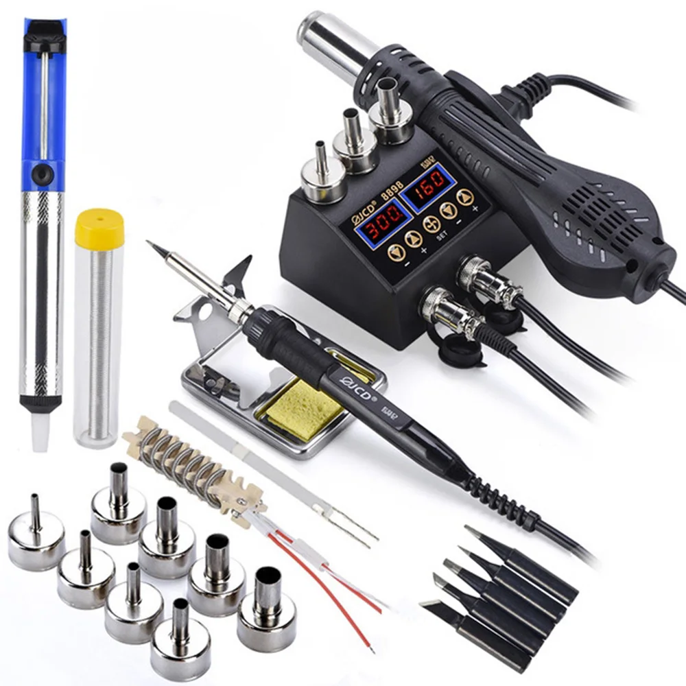

750W Soldering Station LCD Digital Rework Air Gun Disassembly Welding Station for Cell-phone BGA SMD IC Repair Solder 8898