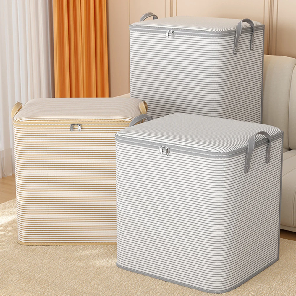Foldable Clothes Quilt Storage Bag with Zipper Large Capacity Wardrobe Clothing Moving Luggage Bag Bedroom Dormitory Mobile Box 6