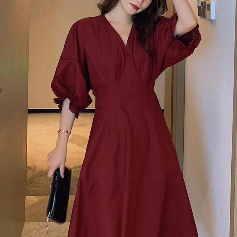 

Summer Aesthetic Casual Elegant Fashion Women's Clothing Roupas Femininas Vestidos De Fiesta Short Sleeve V Neck Chic Robe Femme