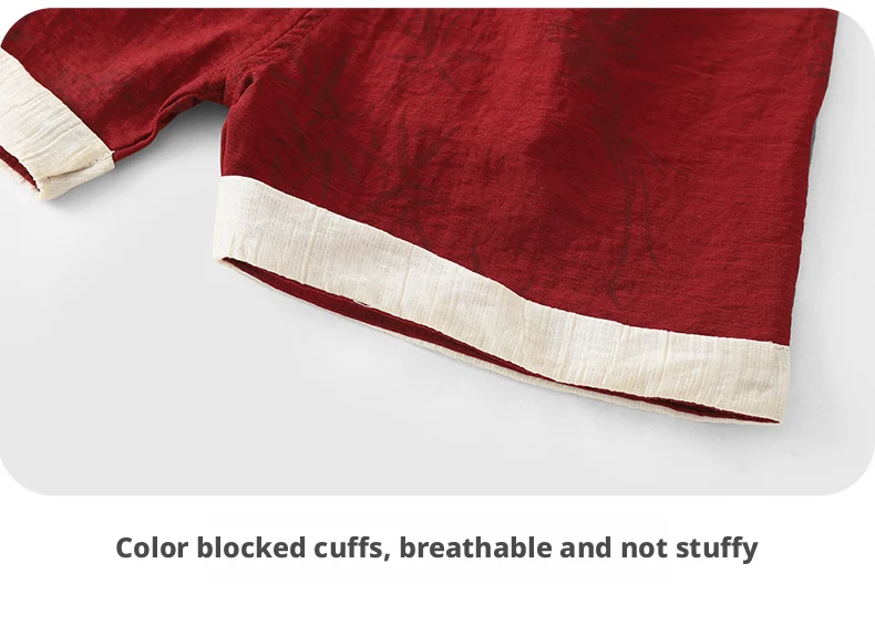 【Youqi】زي أطفال صيني للأطفال من عمر 0 إلى عامين، طقم صيفي شورت بأكمام قصيرة، زي احتفال مائة يوم على شكل قمر كامل أحمر، طقم مكون من قطعتين لعيد الميلاد الأول