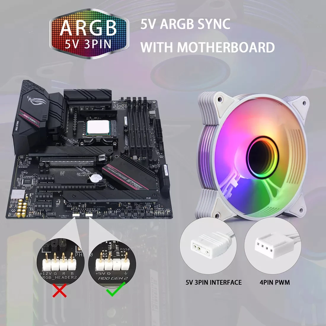 Aigo – Ventilateur Blanc Ar12, 120mm, Rgb, Kit Boîtier Pc Gamer,  Refroidissement, Vitesse Réglable, 12cm - AliExpress