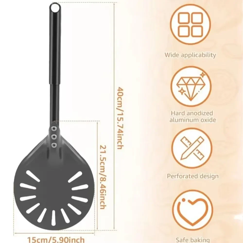 6inch Perforated Pizza Peel Aluminum Round Long Handle European Bread Pie Pizza Transfer Tool Restaurant Essential Spatula