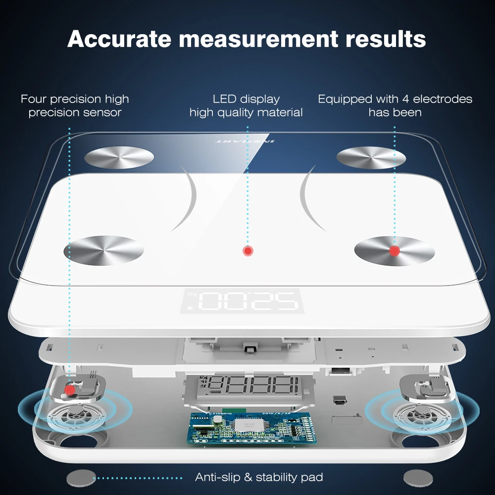 INSMART Weight Scale Bathroom Fat Smart Electronic Composition Analyzer Fashion Selling Precision Bathroom Analyzer Scale
