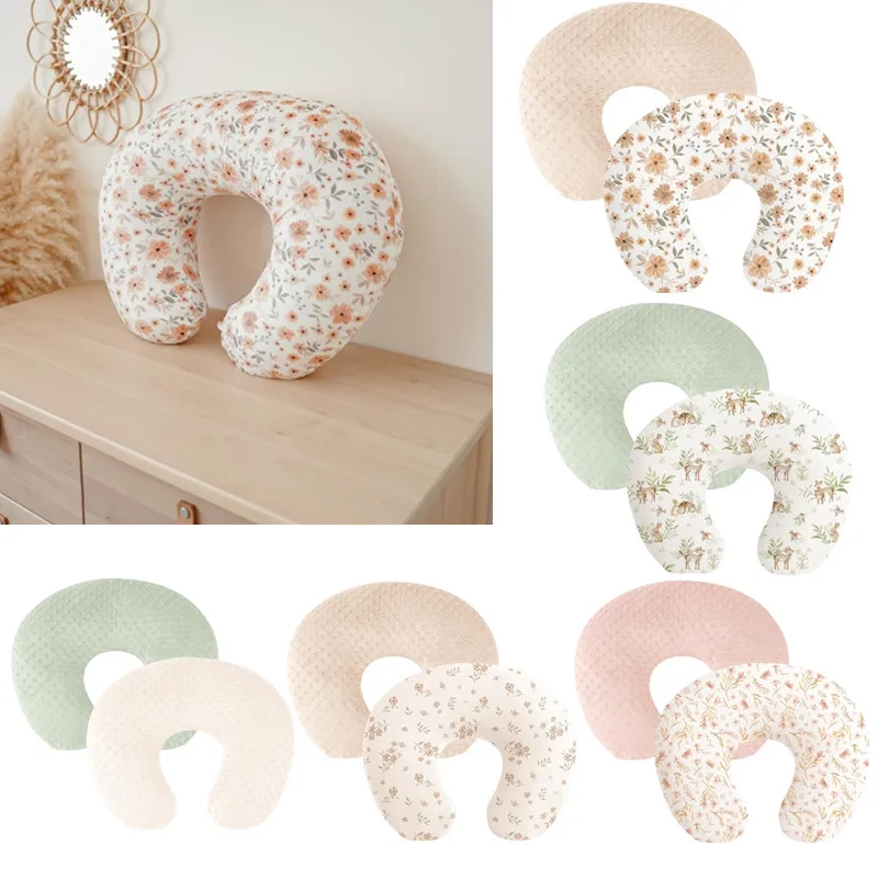 2 PCs Soft Cotton Vintage Floral Baby Nursing Pillow Covers Removable Replacement Baby Breastfeeding Pillowcases Pillowslips