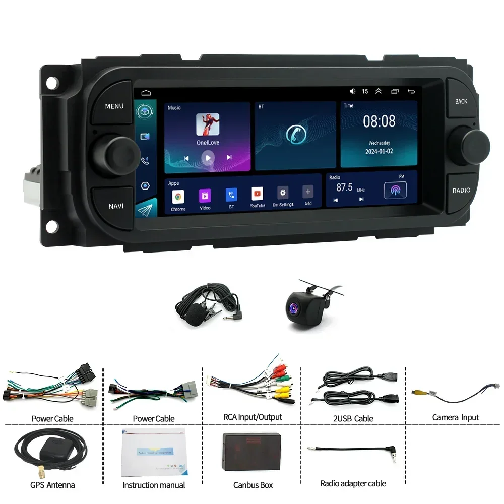 Radio Estéreo para Auto 2+64G con Navegación Wifi, Compatible con Carplay y Android Auto para Jeep Grand Cherokee 1998-2004, Android 15, Audio para Auto, 6.86 Pulgadas 1