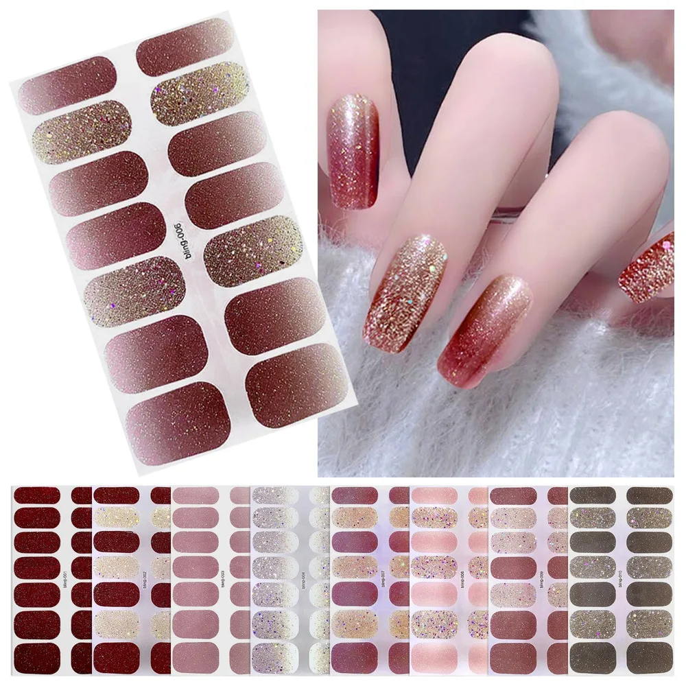Glittering French Nail Decals 3D Nails Polish Wraps Waterproof Nail Art Sticker Nail Art No Damage to Nails