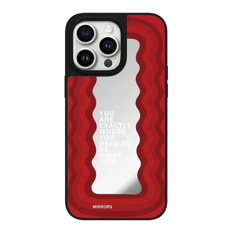 

Mirror Surface Wave Black Red Phone Case Cover for IPhone 11 12 13 14 15 Pro Max Case for IPhone 14 Pro Max