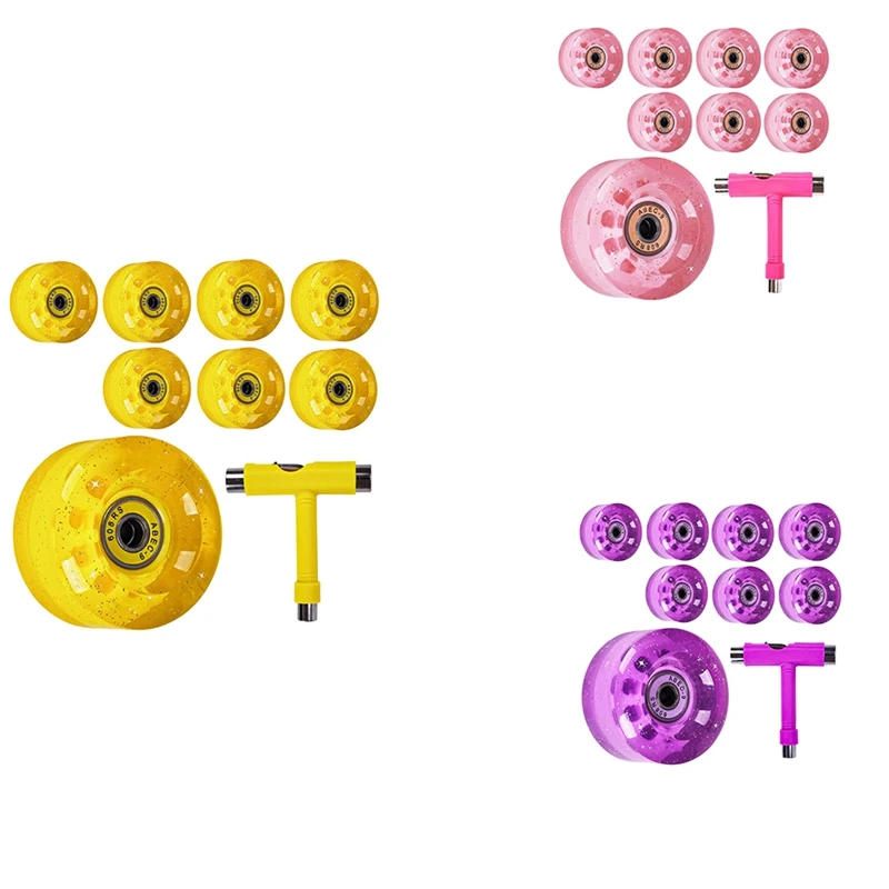 

8 Pack 32X58mm,82A Quad Roller Skate Wheels With Bearing Installed For Double Row Skating