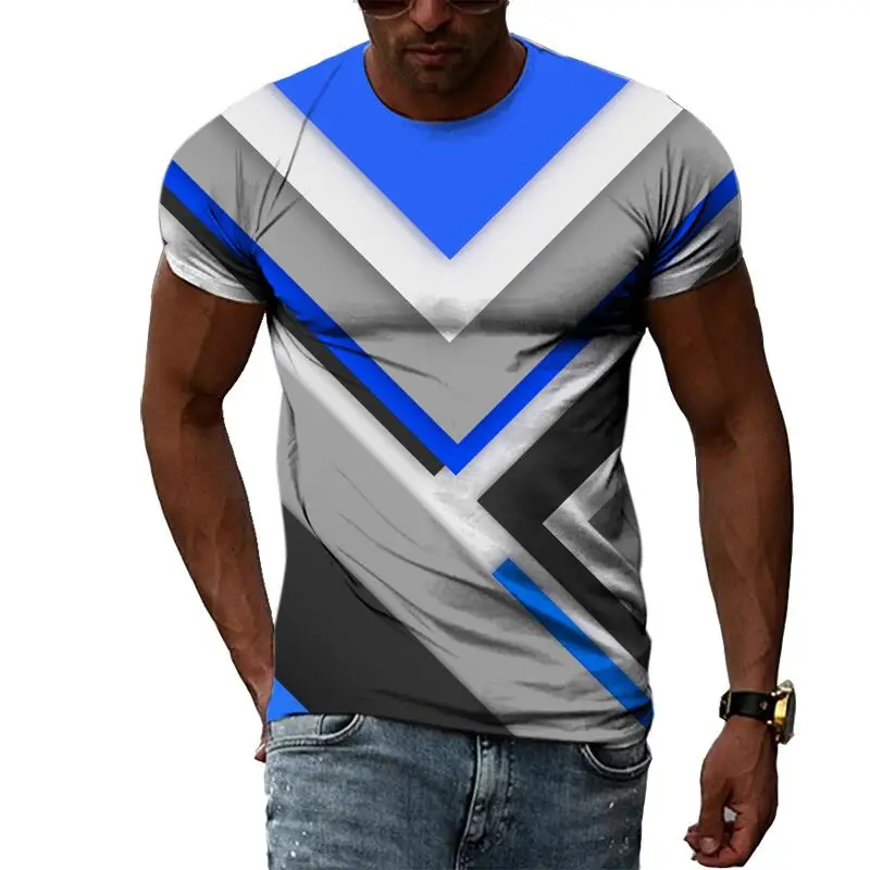 

Summer Fashion Creative Abstract Graphic T Shirts For Men Casual 3D Print Hip Hop Harajuku Personality Round Neck Short Sleeve