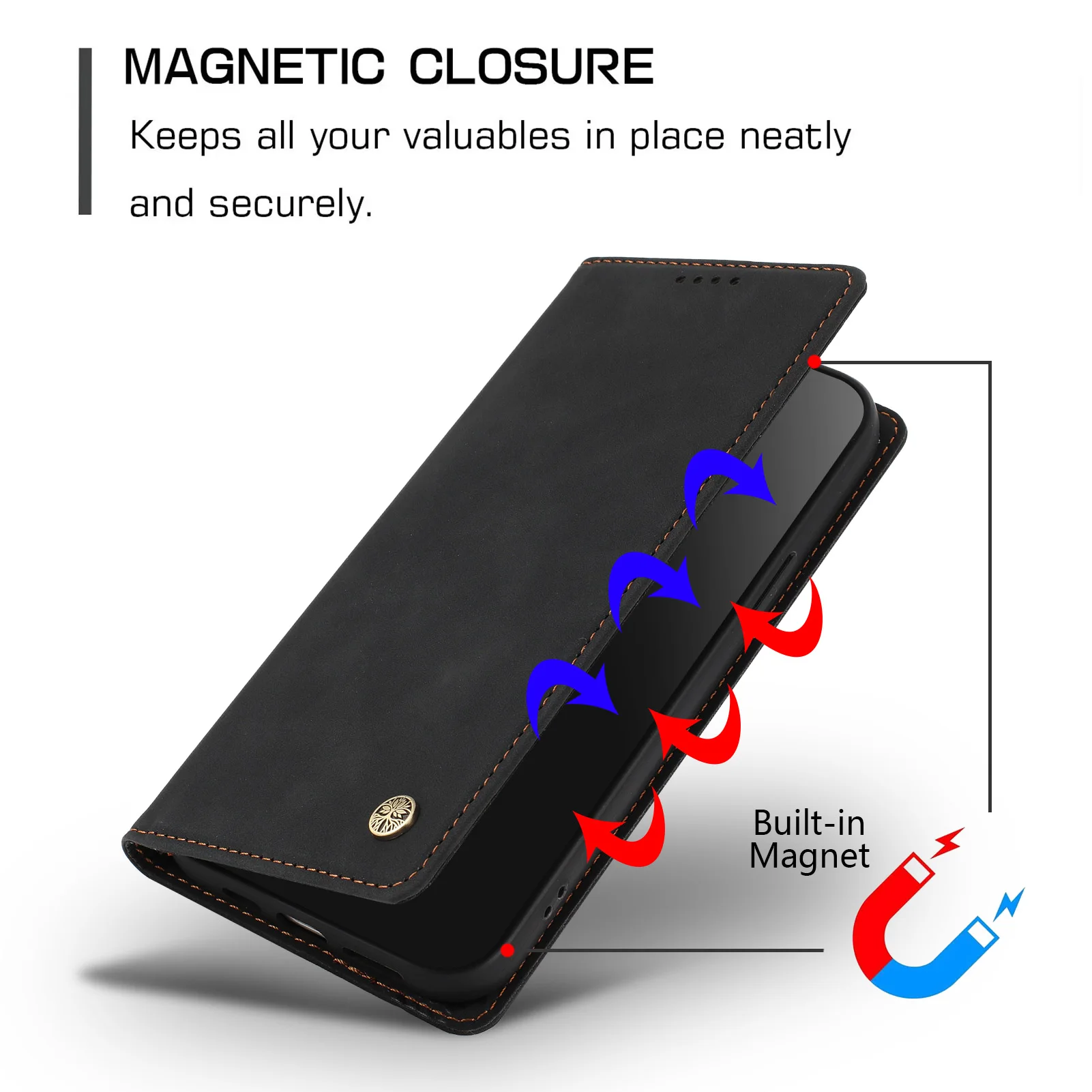 Magnetic Leather Wallet Flip Phone Case