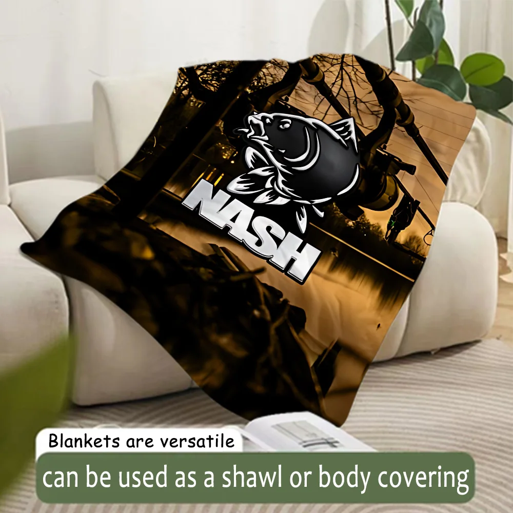Printed Blanket Nash Fishing Logo Picnic Blankets Warm Blanket Soft and Comfortable Blanket Home Travel Birthday Gift 4