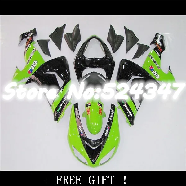 

Fei-Free custom green black Fairings FOR KAWASAKI NINJA ZX10R 06-07 ZX 10R 06 07 ZX-10R 06-07 10 R ZX 10R 2006 2007 fairing kits