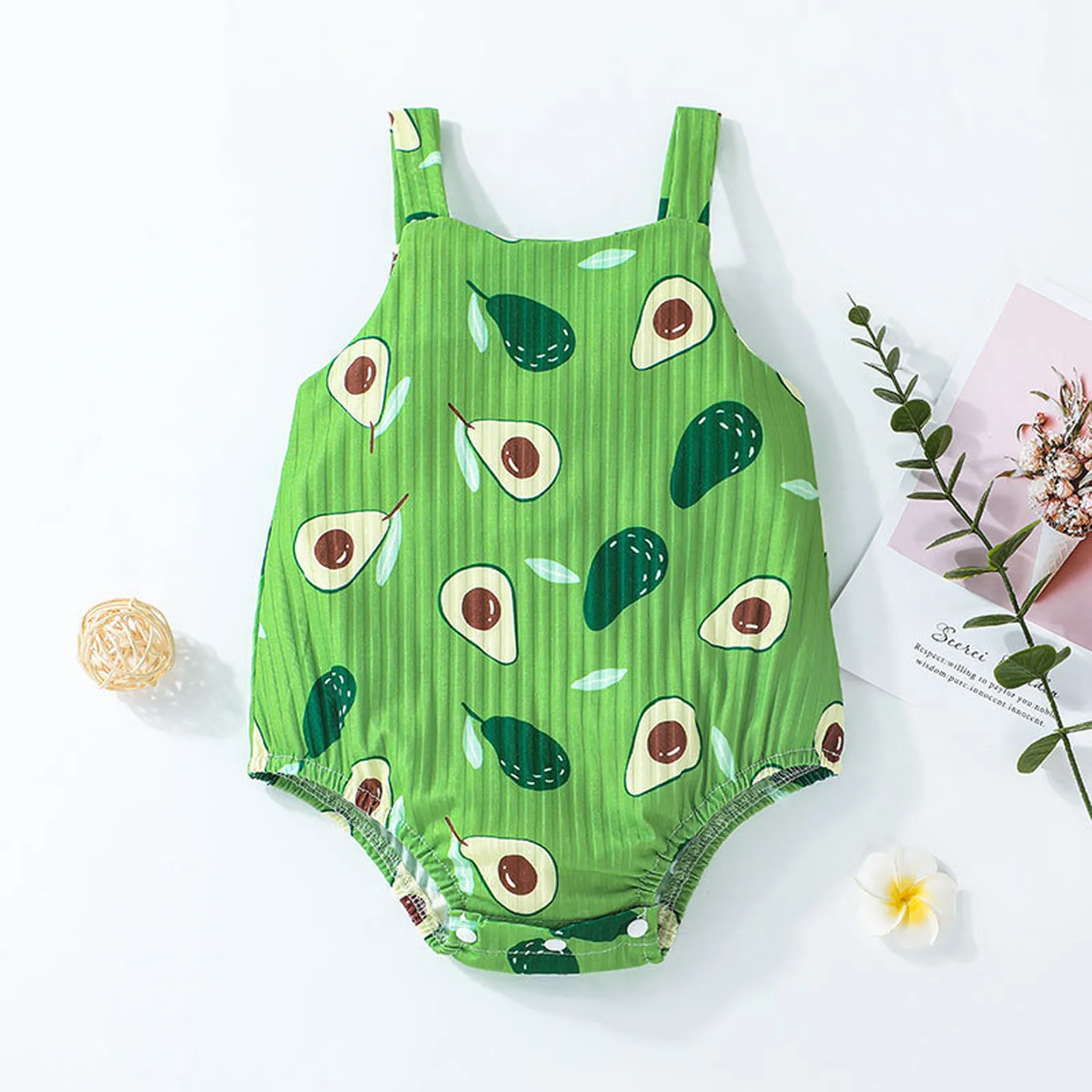 Baby Bodysuit Rompers Sleeveless for Newborn Baby One-Pieces Avocado Pirnted Jumpsuit Kids Girl Boy Children climbing clothes 2