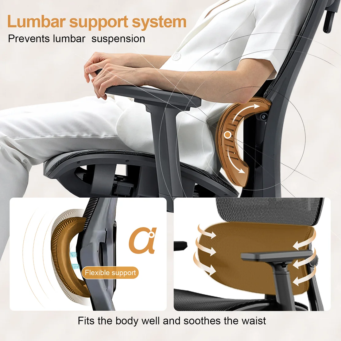 Ergonomic Office Chair, High Back Mesh Computer Chair With 3D Armrest Adjustable Headrest, Comfy Home Office Desk Chairs 3
