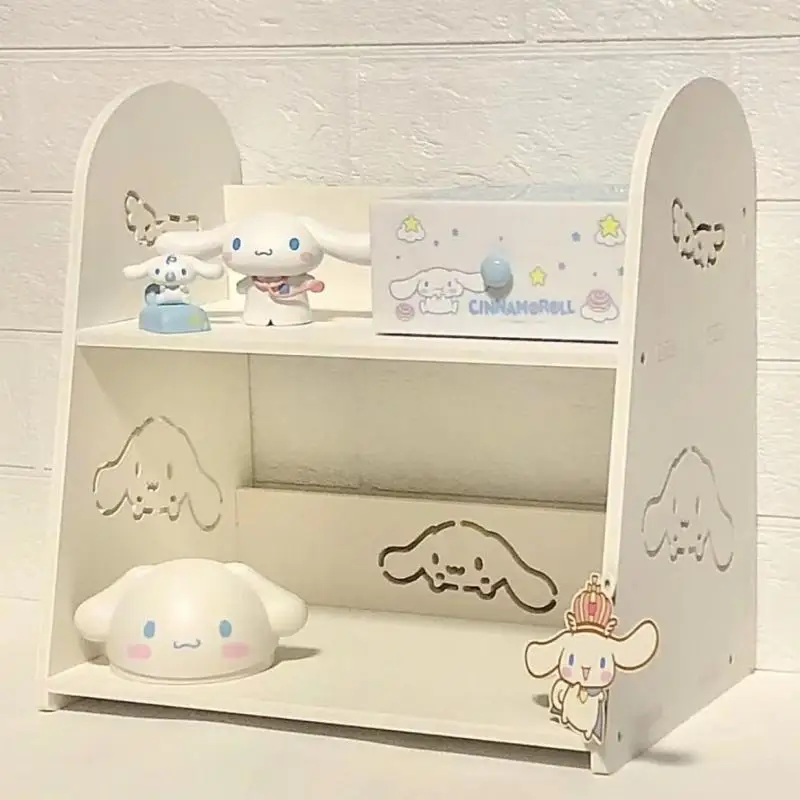 

Sanrio Desktop Storage Rack Kawaii Cinnamoroll Hello Kitty Multifunctional Bookshelf Double-layer Sundry Organizer Storage Shelf