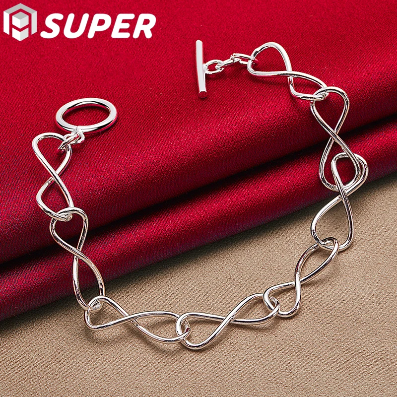 

925 Sterling Silver OT Buckle Bracelet Chain For Women Man Fashion Charm Wedding Engagement Party Jewelry