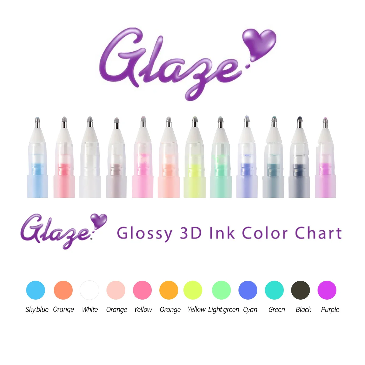 12pcs3D Ink Gel Pen Set, 1mm thick dot ink pen, various