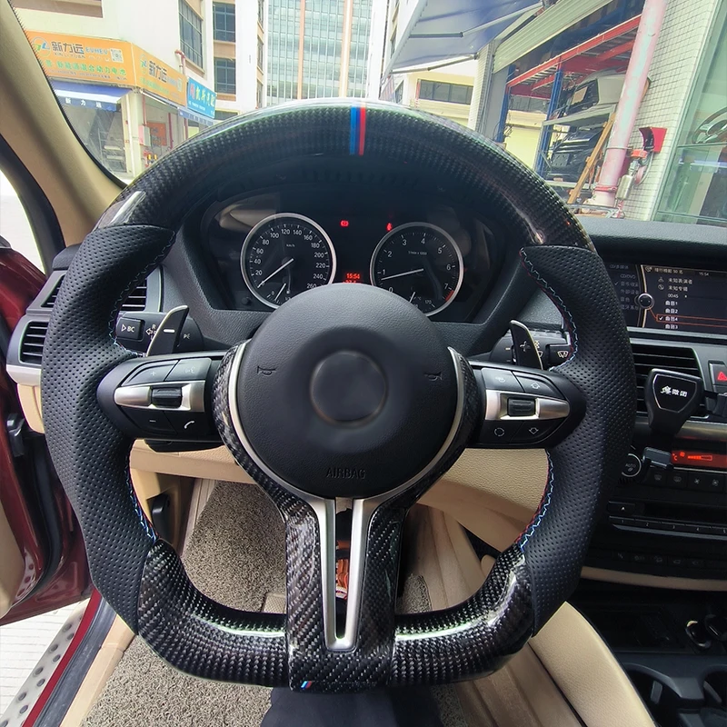 Carbon Fiber Steering Wheel Fit For Bmw Lenkrad Volante E60 X1 X5 X6 E53  E70 E71 E72 E84 E90 E91 E92 E93 Full Leather