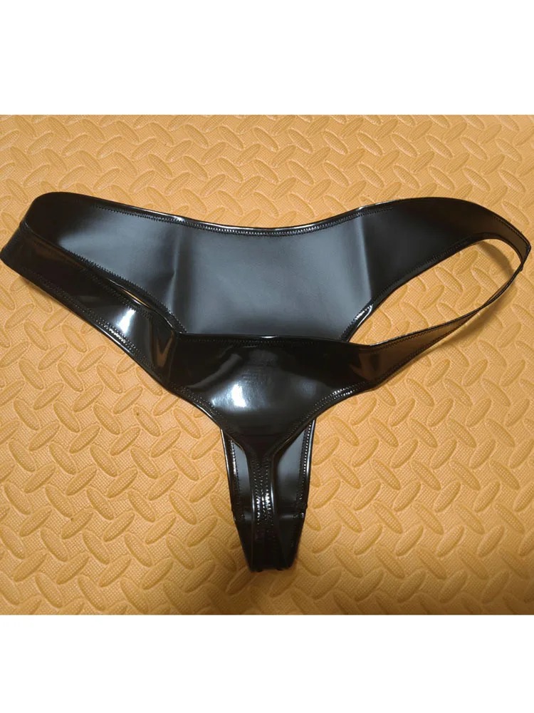 Matt Shiny PU Leather Reversible Bikini Hot Short Wet Look PVC Briefs Tangas Underwear Women Sexy Panties Calcinha Thongs String