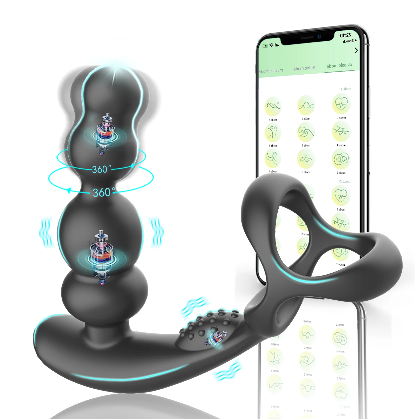 in 1 4 360 ° drehen Vibrator Prostata Massager APP Control Ring für Männer Gay Anal Plug Butt Plug für Männer A Rg_voghion.com