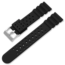 High Tensile Silicone Strap: Diving Waterproof Sports Wrist Bracelet Watch Band - 20mm (Black)