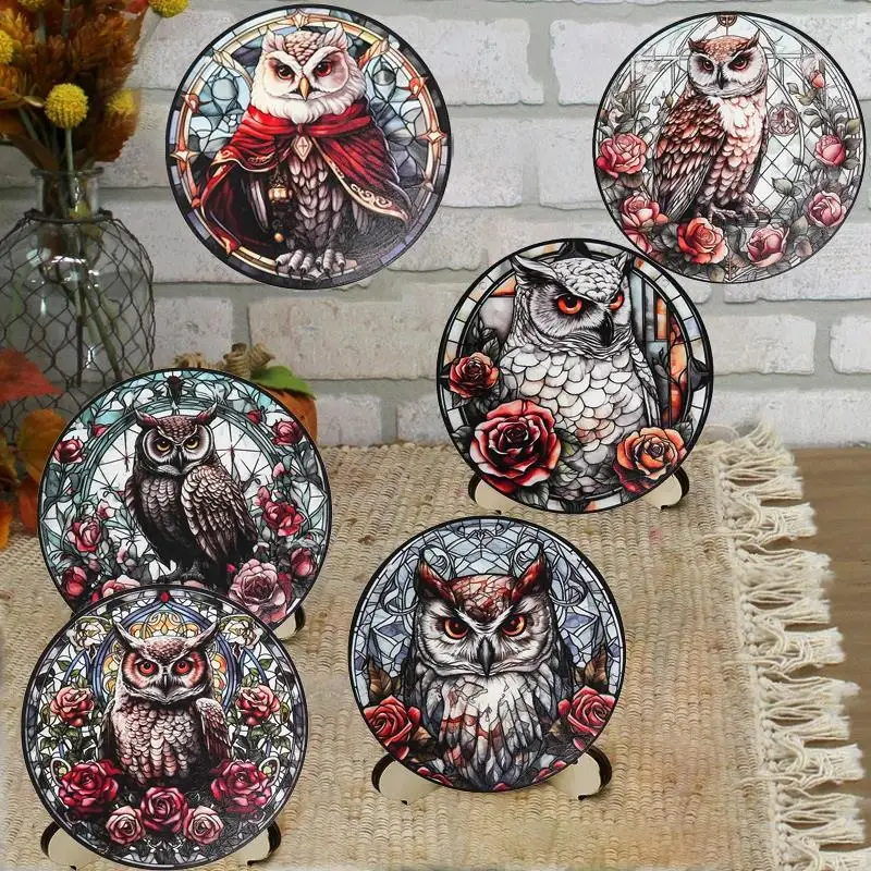 

Various Domineering Owl Vintage Room Decor Window and Wall Decor Round Retro Acrylic Art Painted Never Fade Decoration Plaque