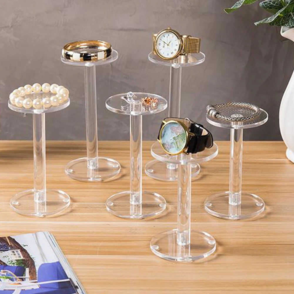 3pcs Acrylic Cylindrical Display Stand Clear Round Acrylic Jewelry Watch Ornament Display Base Riser Stand for Jewelry Storage 3pcs super long flat head paint brush gouache acrylic painting brush oil brush painting wall art supplies watercolor paint tools