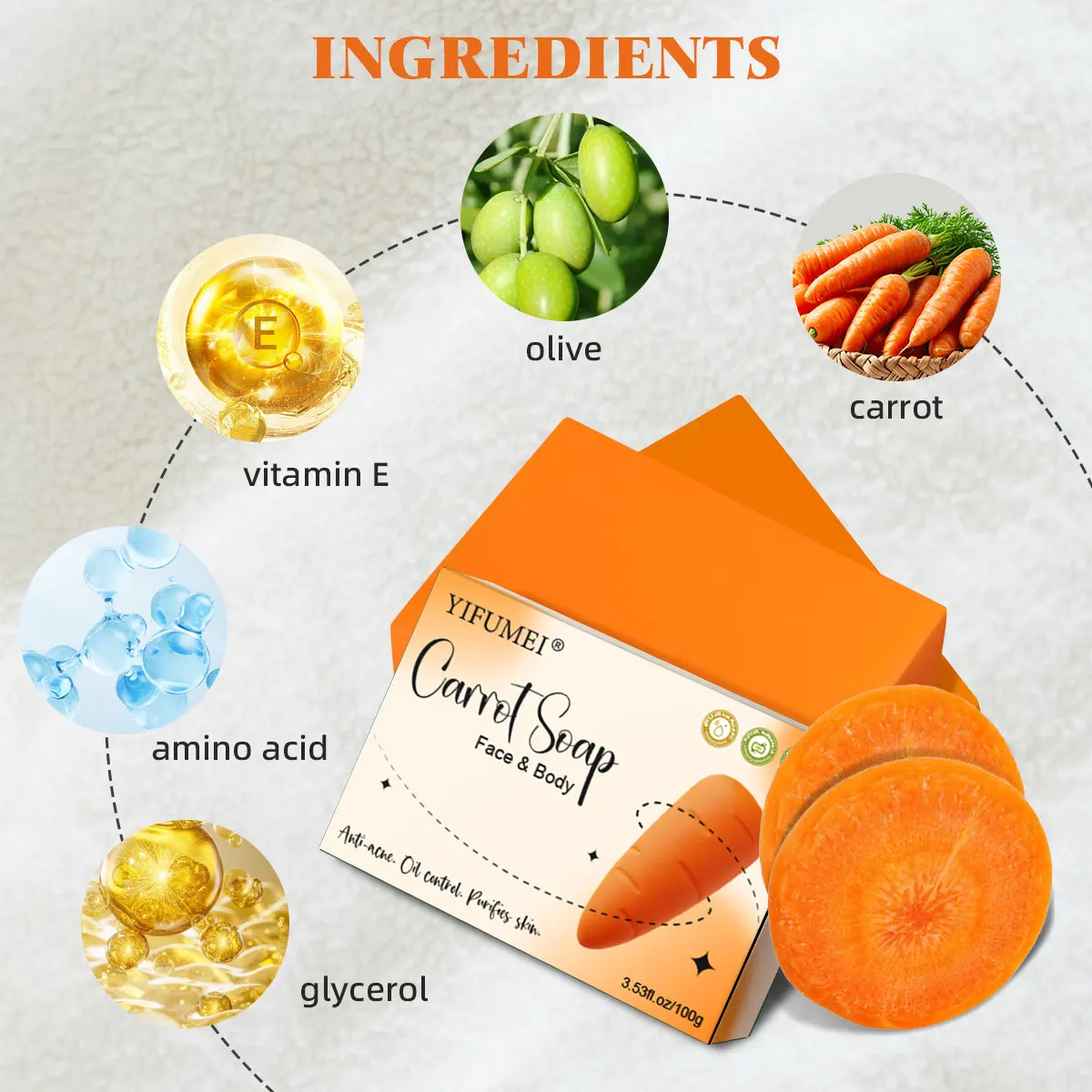 Natural Carrot Whitening Body Wash Deeply Clean Skin Remove Dark Spot Pimple Acne Smooth Skin For Face & Body Soap Bar body whitening soap