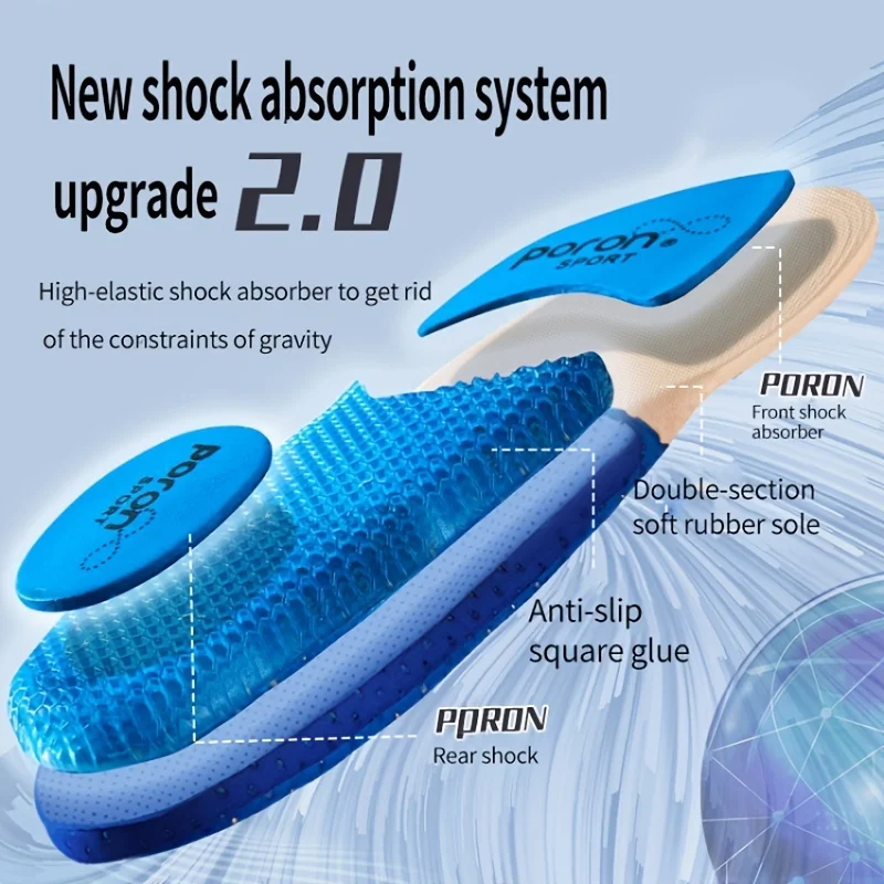 Silicone Insoles for Shoes Men Women for Feet Shock-absorbing Baskets Sport Running Shoe Sole