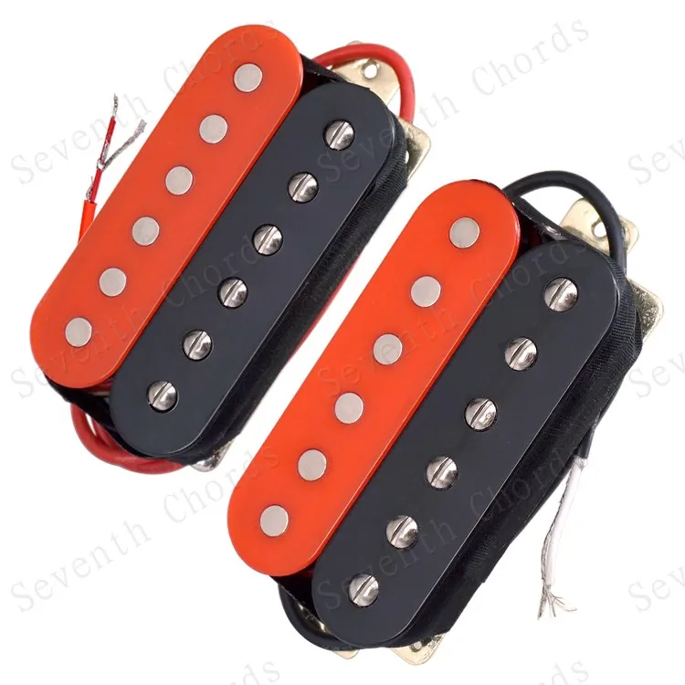 

A Set 2 Pcs Red & Black Bobbin Double Coil Pickups Humbucker for Electric Guitar - Without Ring