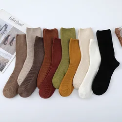 Calcetines de punto de tubo medio para mujer, medias gruesas de Color puro, estilo coreano, mantiene el calor, 1 par, 15% de Cachemira, para Otoño e Invierno