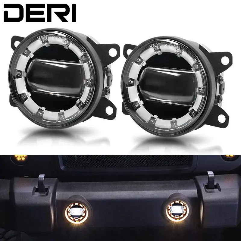 

2pcs 3.5 Inch Round Led Fog Light White Halo Ring Angel Eyes & White Amber Lamp DRL Bulb Angle Eyes For Jeep Wrangler JK LJ TJ