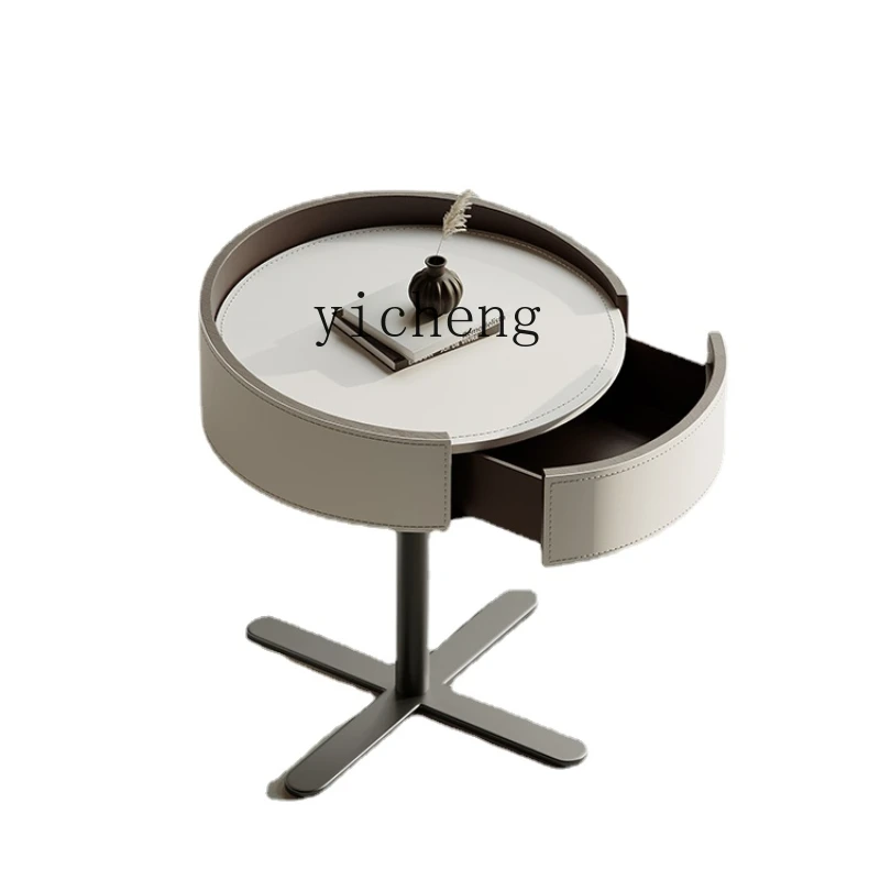 

Zk Light Luxury Saddle Leather Side Table Household High-Grade Bedside Table Small Apartment Locker