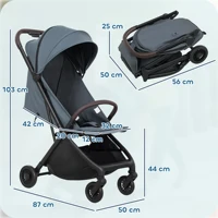 Poussette pliable Pawhut avec dossier inclinable, repose-pieds réglable, capote, harnais 5 points, capacité de charge 15 kg, bleu foncé 3