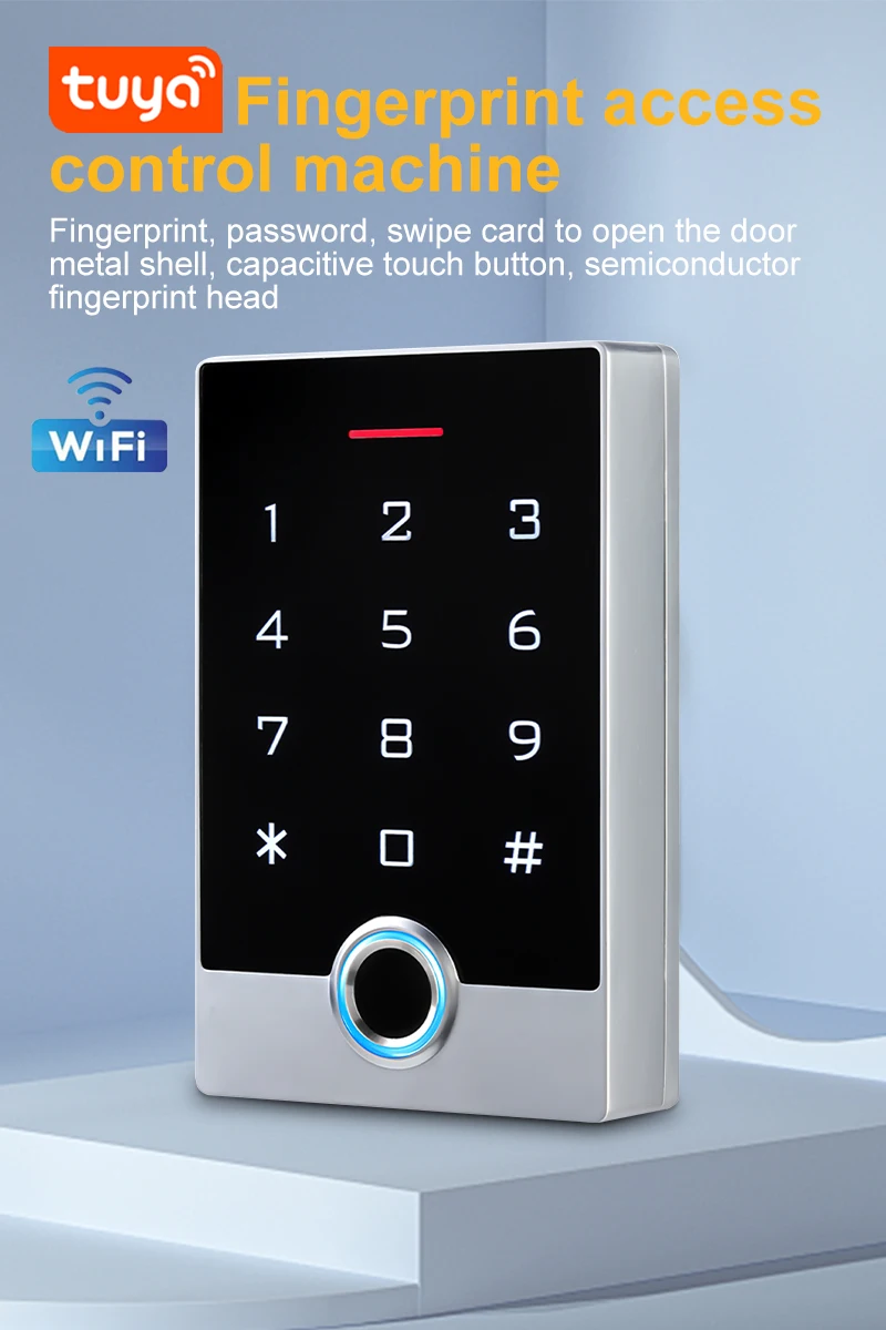 Tuya Smart WiFi Door Access Control Fingerprint Keypad with NFC/IC/RFID Card Rea