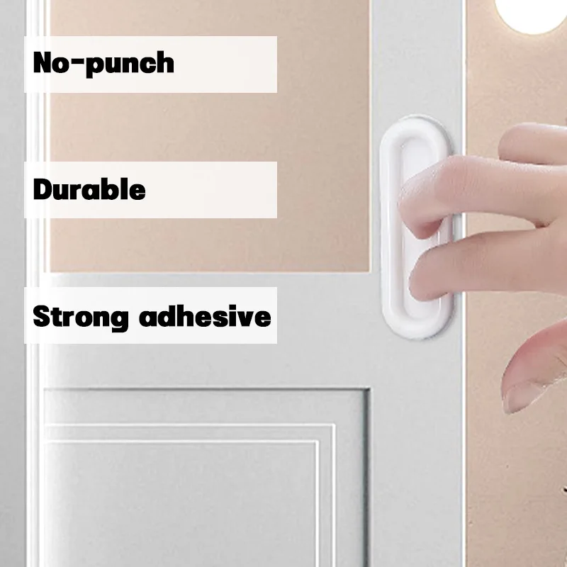 Window Cabinet Drawer Handles Plastic Self-adhesive Door Knobs Durable Window Non-slip Grip Handles Portable Oval Door