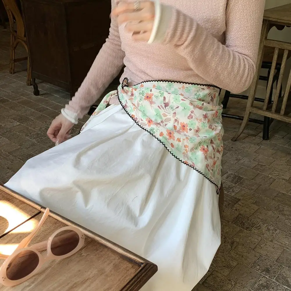 Summer Women Satin Neck Tie Female Hair Bandana Headkerchief French Pastoral Style Wrist Kerchief Shawl Wraps Fashion Neck Tie