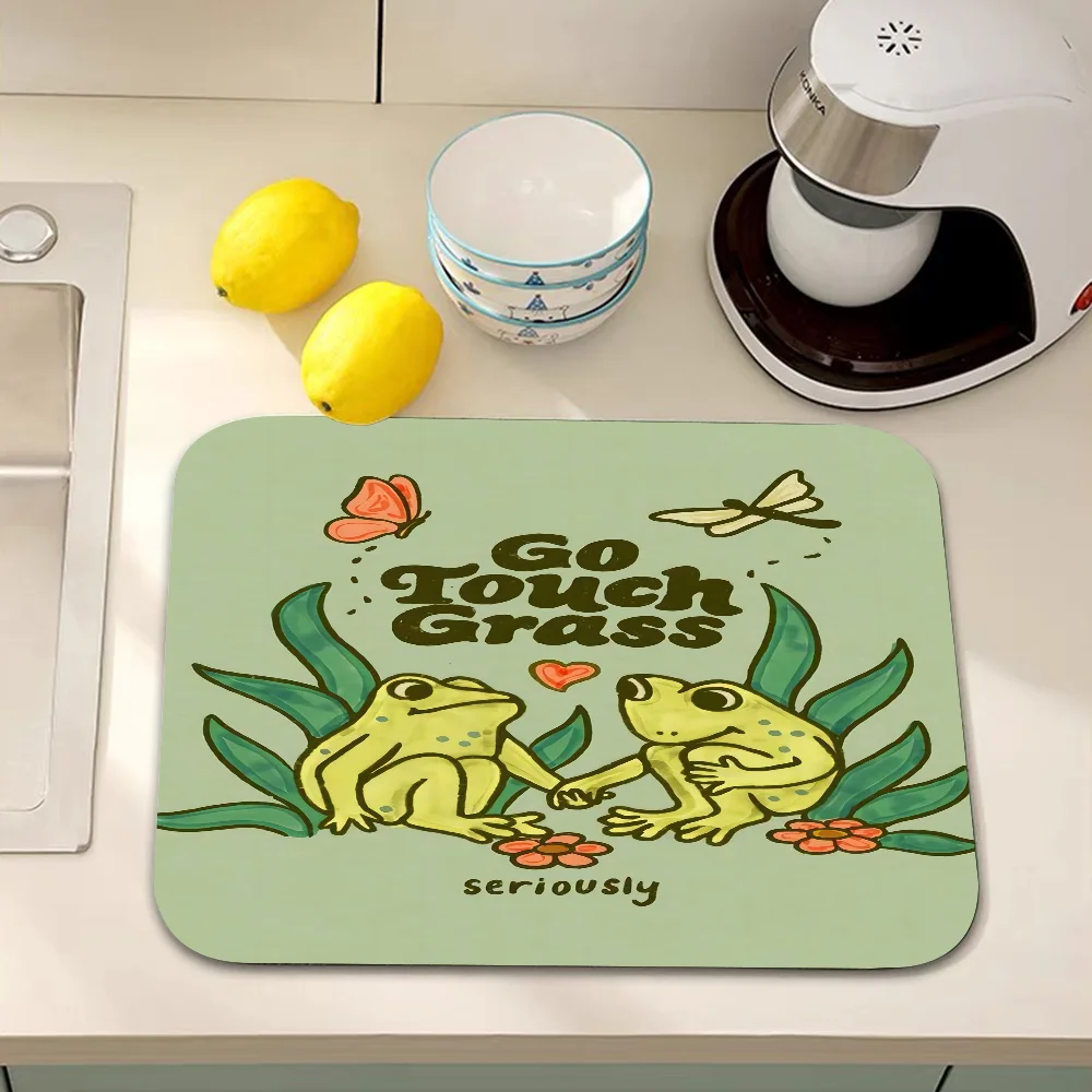 Cartoon Frog Kitchen Dish Mat Absorbent Dining Table Mats Retro Non-slip Placemat Coffee Dish Tableware Mat For Home Decor 4
