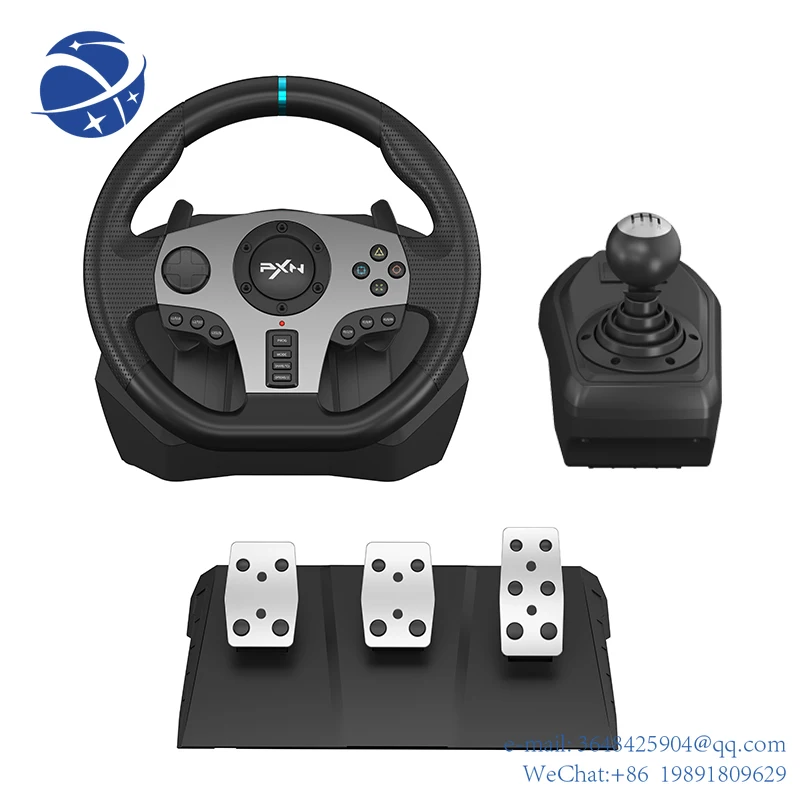 

YYHC PXN V9 Game Steering Wheel Dual-Motor Feedback Driving Force Gaming Racing Wheel with Responsive Pedals