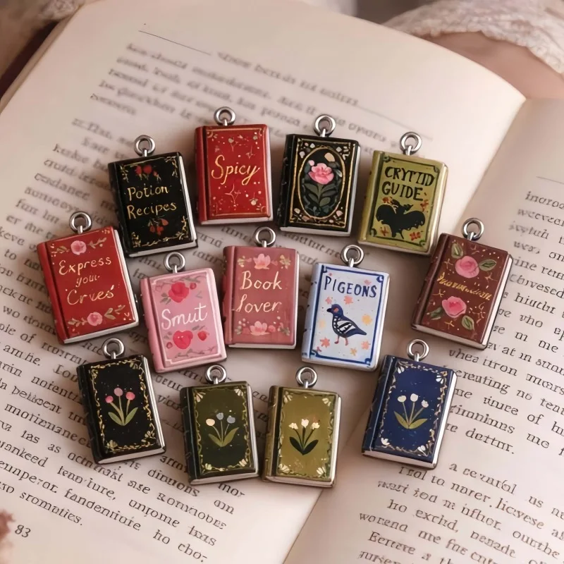 Kupfer Mini-Buch-Anhänger, Buchliebhaber-Anhänger, DIY Schmuckherstellung, Halskette Armband, Handgemachtes Bastelzubehör