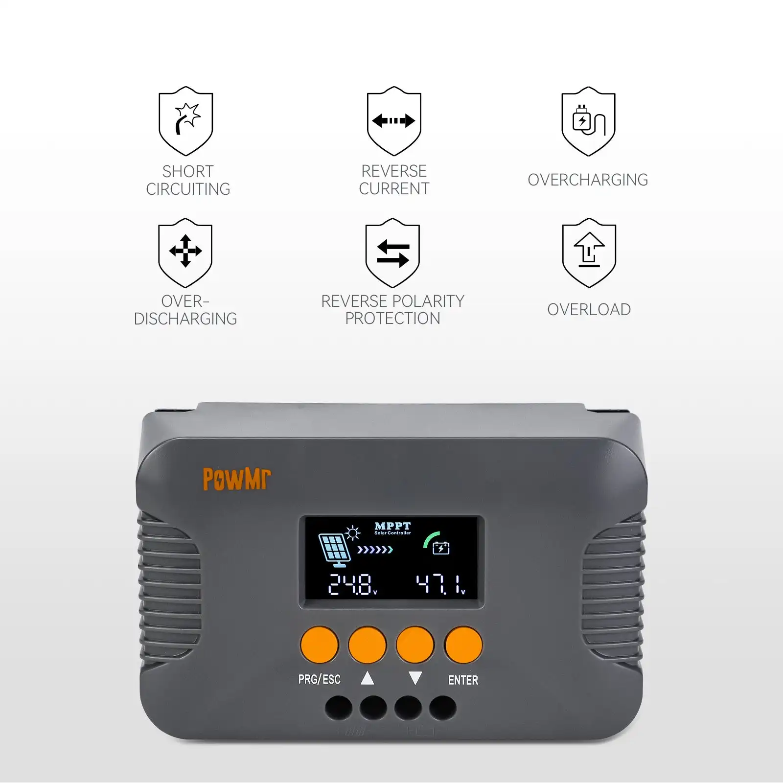 PowMr 10A MPPT Boost-Type Solar Charge Controller Compatible with